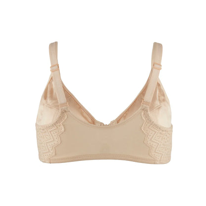 Grace - Peach Silk & Organic Cotton Lace Front Zip Wired Bra - Which Mark