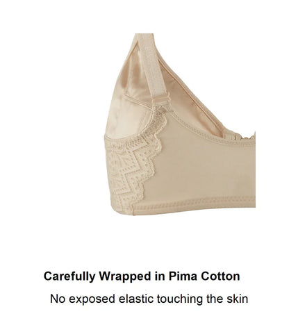 Grace - Peach Silk & Organic Cotton Lace Front Zip Wired Bra - Which Mark