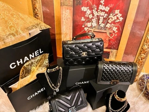 Classic Flap with Top Handle Black Cross Body Bag - Which Mark