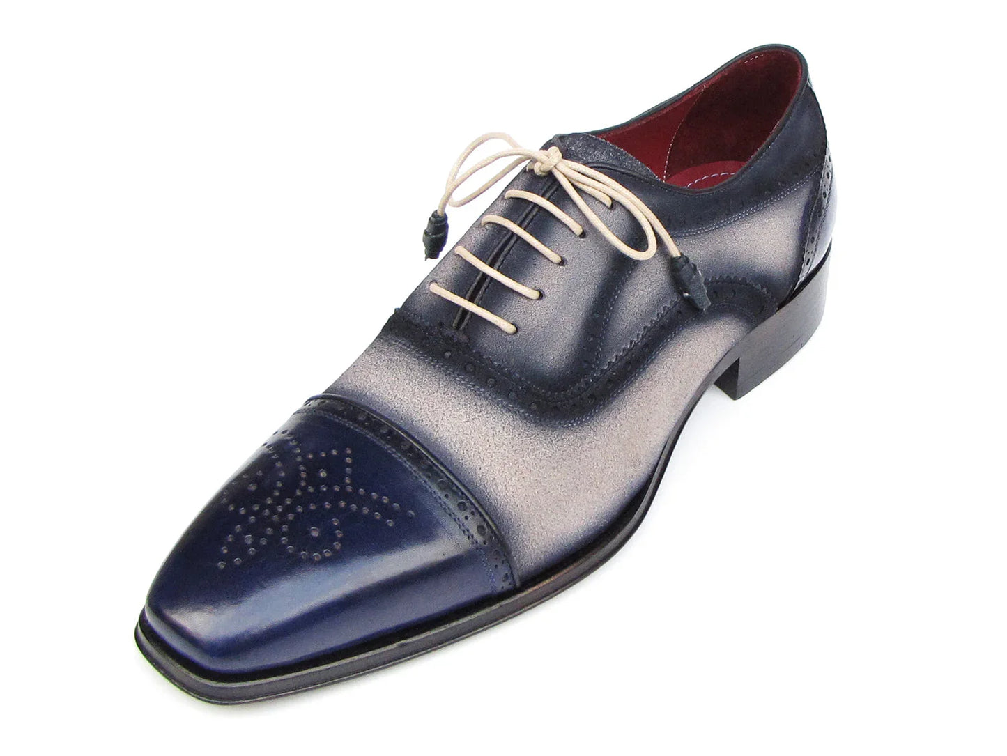 Paul Parkman Captoe Oxfords Navy, Beige (ID#024-BLS) - Which Mark