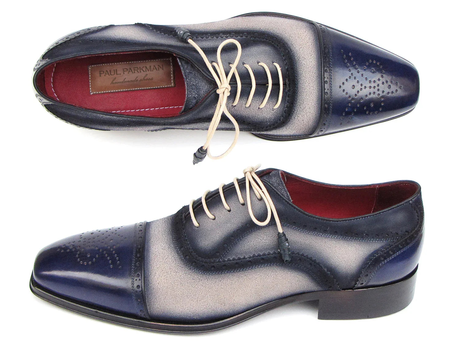 Paul Parkman Captoe Oxfords Navy, Beige (ID#024-BLS) - Which Mark