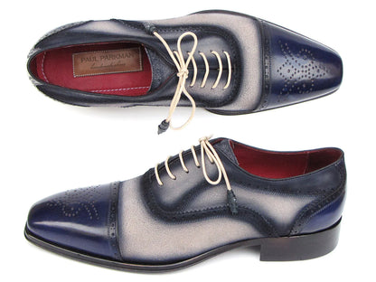 Paul Parkman Captoe Oxfords Navy, Beige (ID#024-BLS) - Which Mark