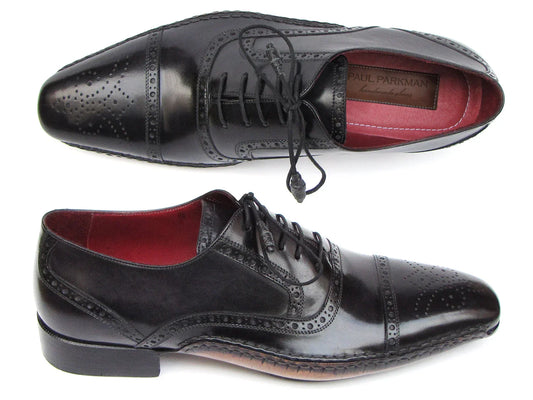 Paul Parkman Men's Captoe Oxfords Black Shoes (ID#5032-BLK) - Which Mark