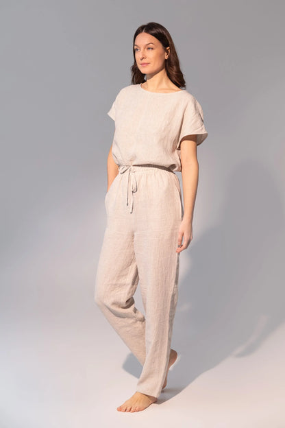 Natural light linen / Natural Linen Pajama set / Linen loungewear / - Which Mark