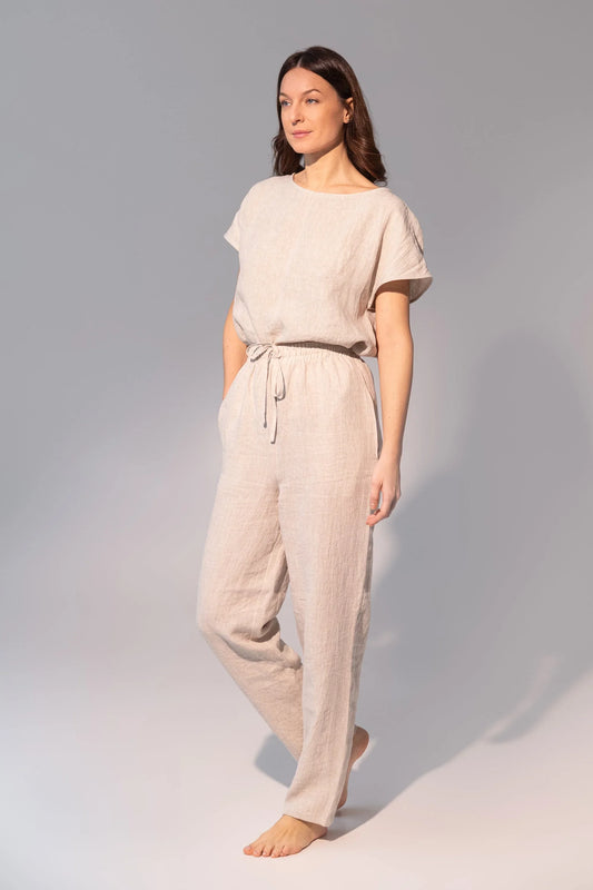 Natural light linen / Natural Linen Pajama set / Linen loungewear / - Which Mark