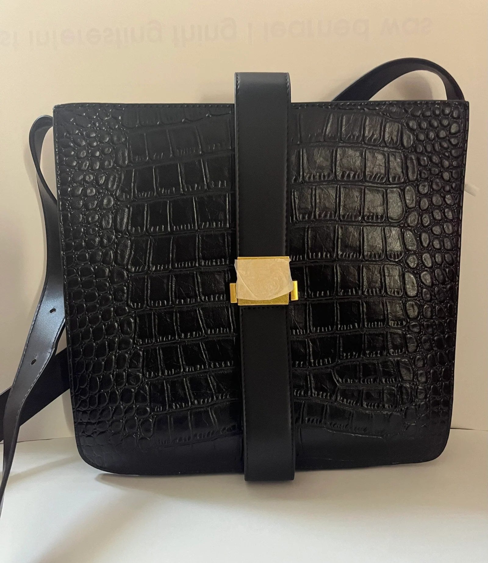 Black Genuine Leather Messenger Bag - Which Mark