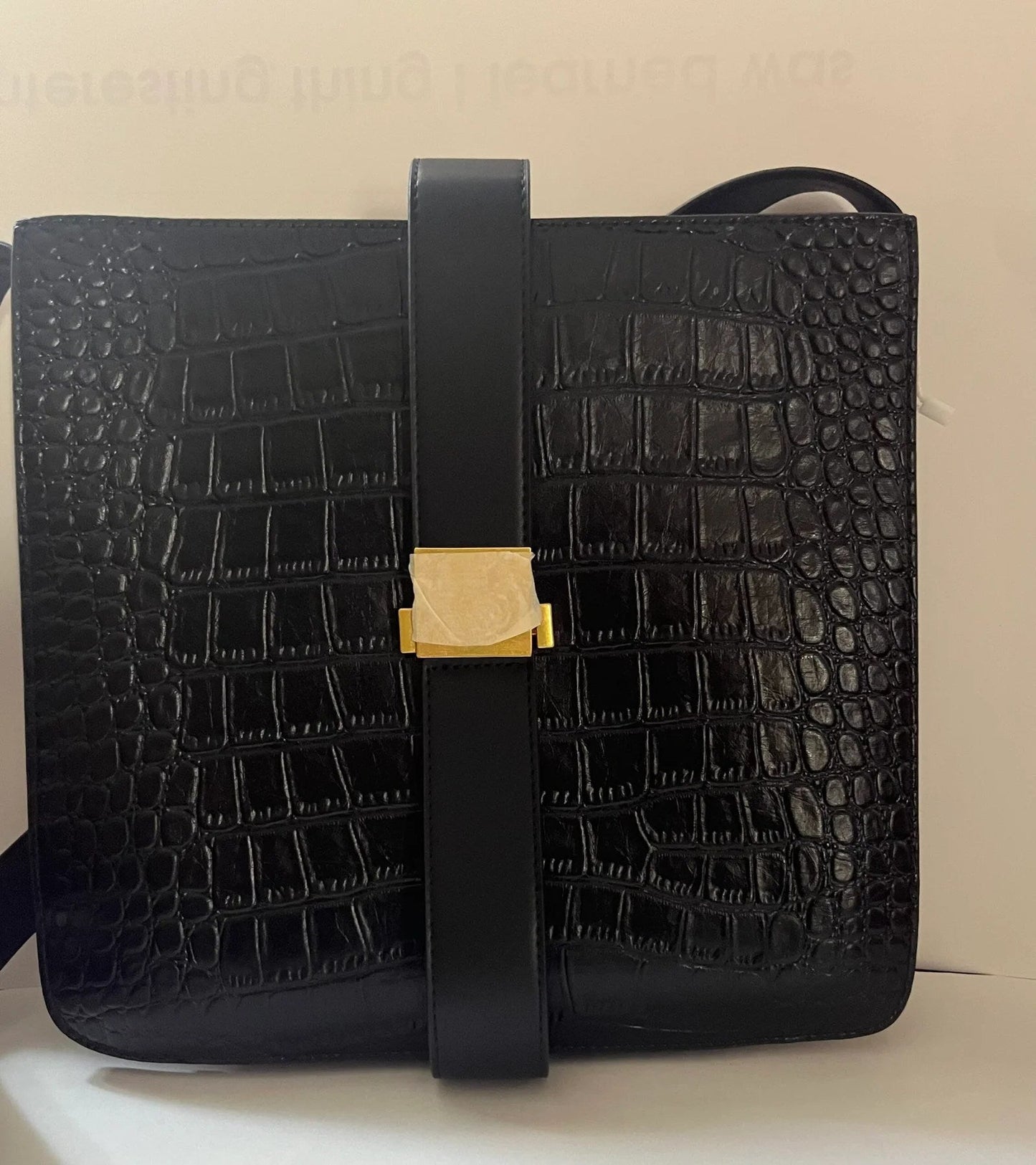 Black Genuine Leather Messenger Bag - Which Mark