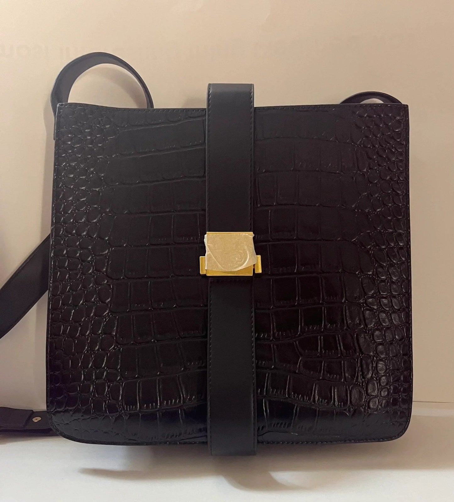 Black Genuine Leather Messenger Bag - Which Mark