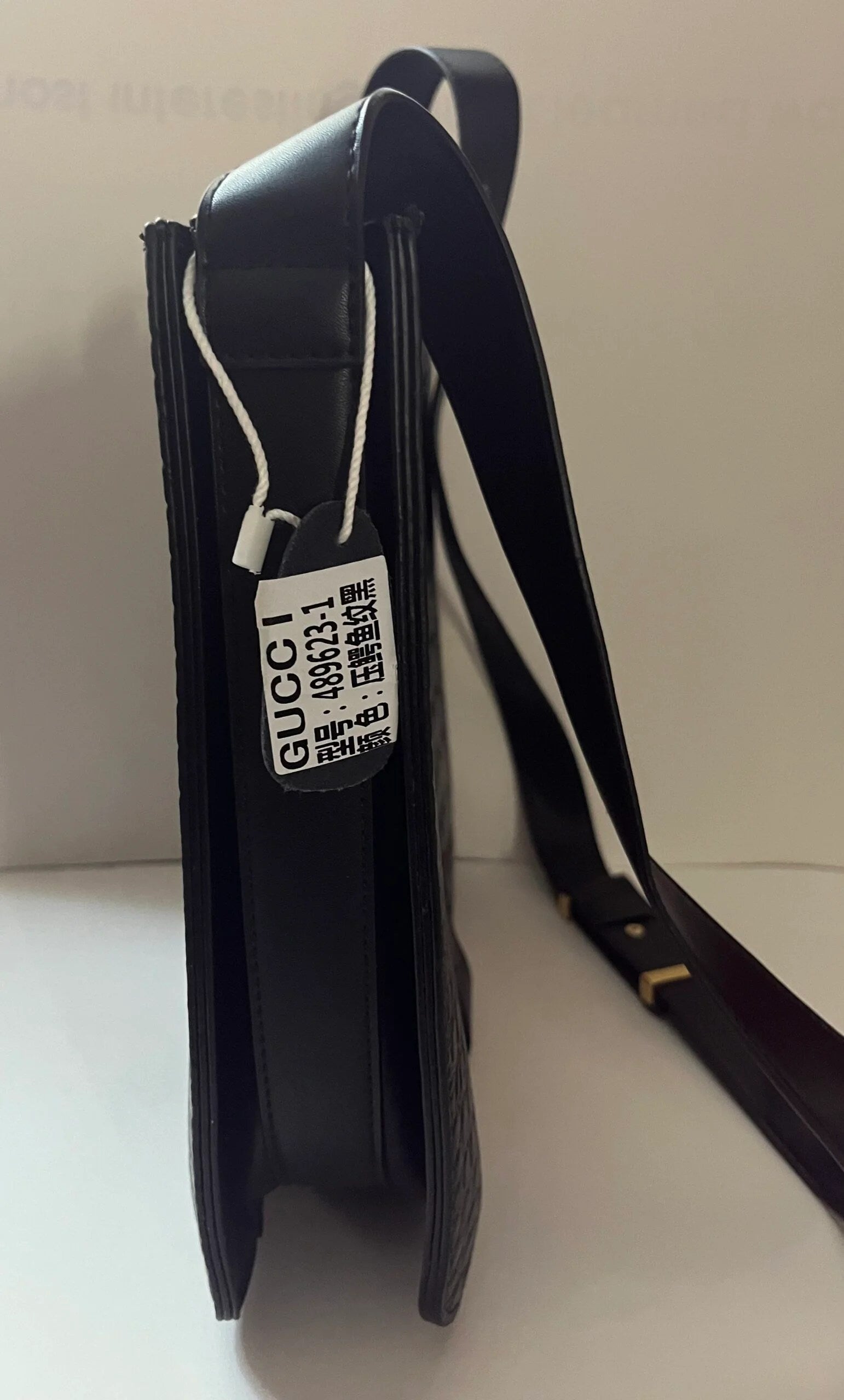 Black Genuine Leather Messenger Bag - Which Mark