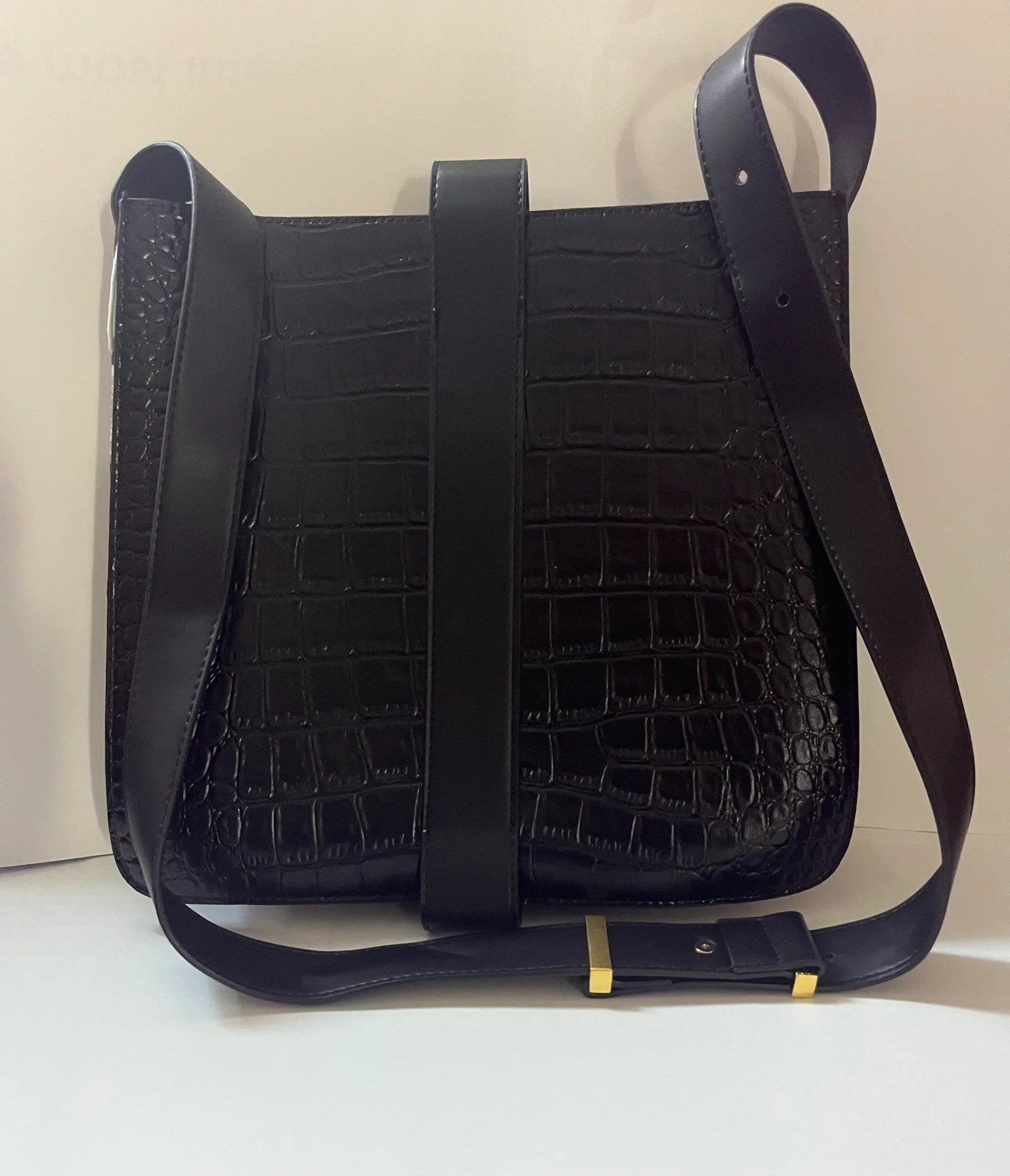 Black Genuine Leather Messenger Bag - Which Mark