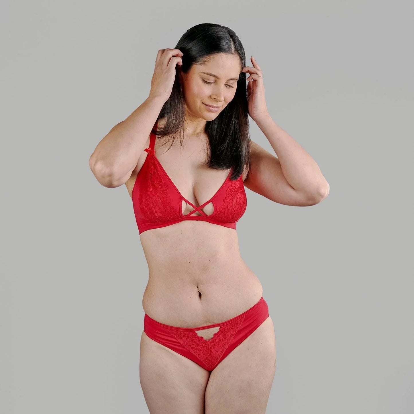 Passion Red - Lace Organic Cotton & Silk Bralette - Which Mark