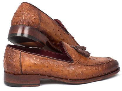 Paul Parkman Camel Brown Genuine Ostrich Tassel Loafers (ID#OST834CML) - Which Mark