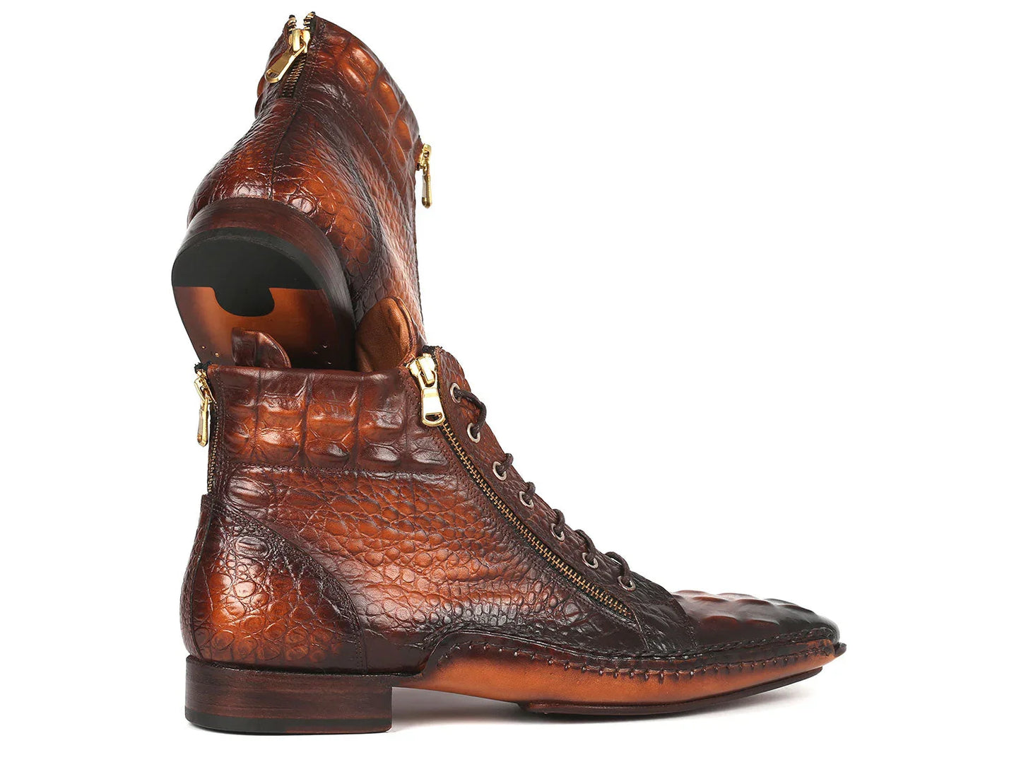 Paul Parkman Crocodile Textured Calfskin Handmade Zipper Boots - Which Mark