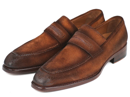 Paul Parkman Brown Antique Suede Goodyear Welted Loafers (ID#36AQ17) - Which Mark