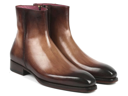 Paul Parkman Brown Burnished Side Zipper Boots Goodyear Welted - Which Mark