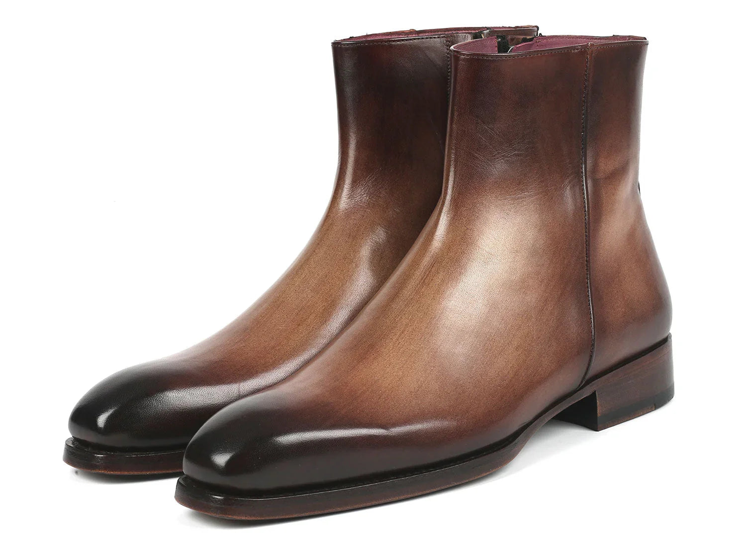 Paul Parkman Brown Burnished Side Zipper Boots Goodyear Welted - Which Mark