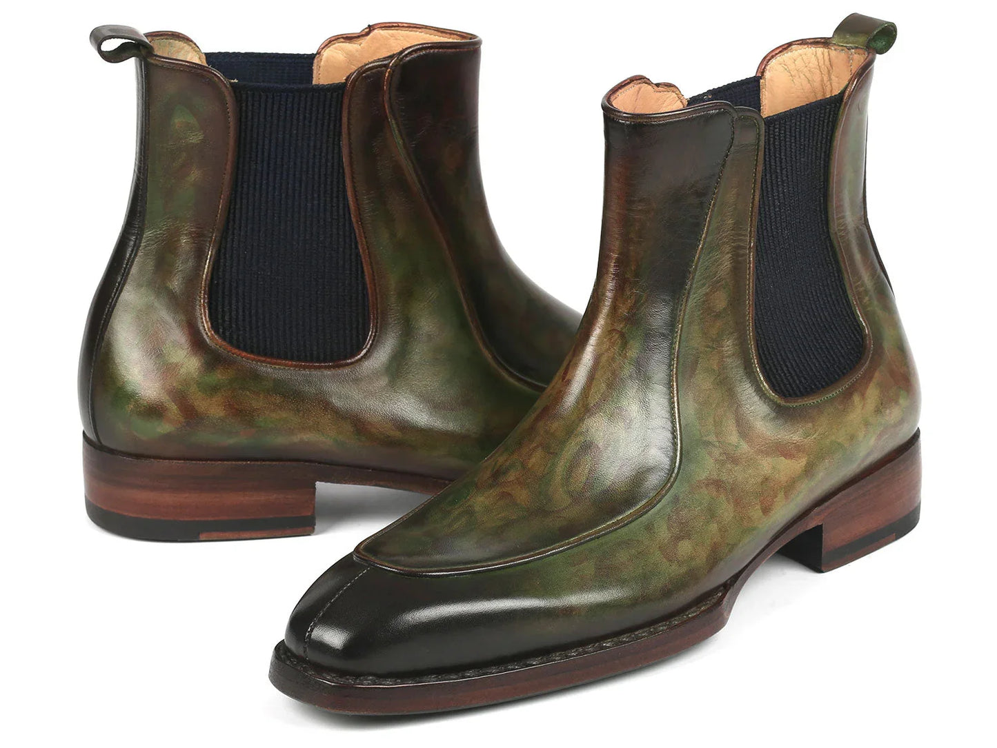 Paul Parkman Men's Green Handpainted Chelsea Boots Goodyear Welted - Which Mark