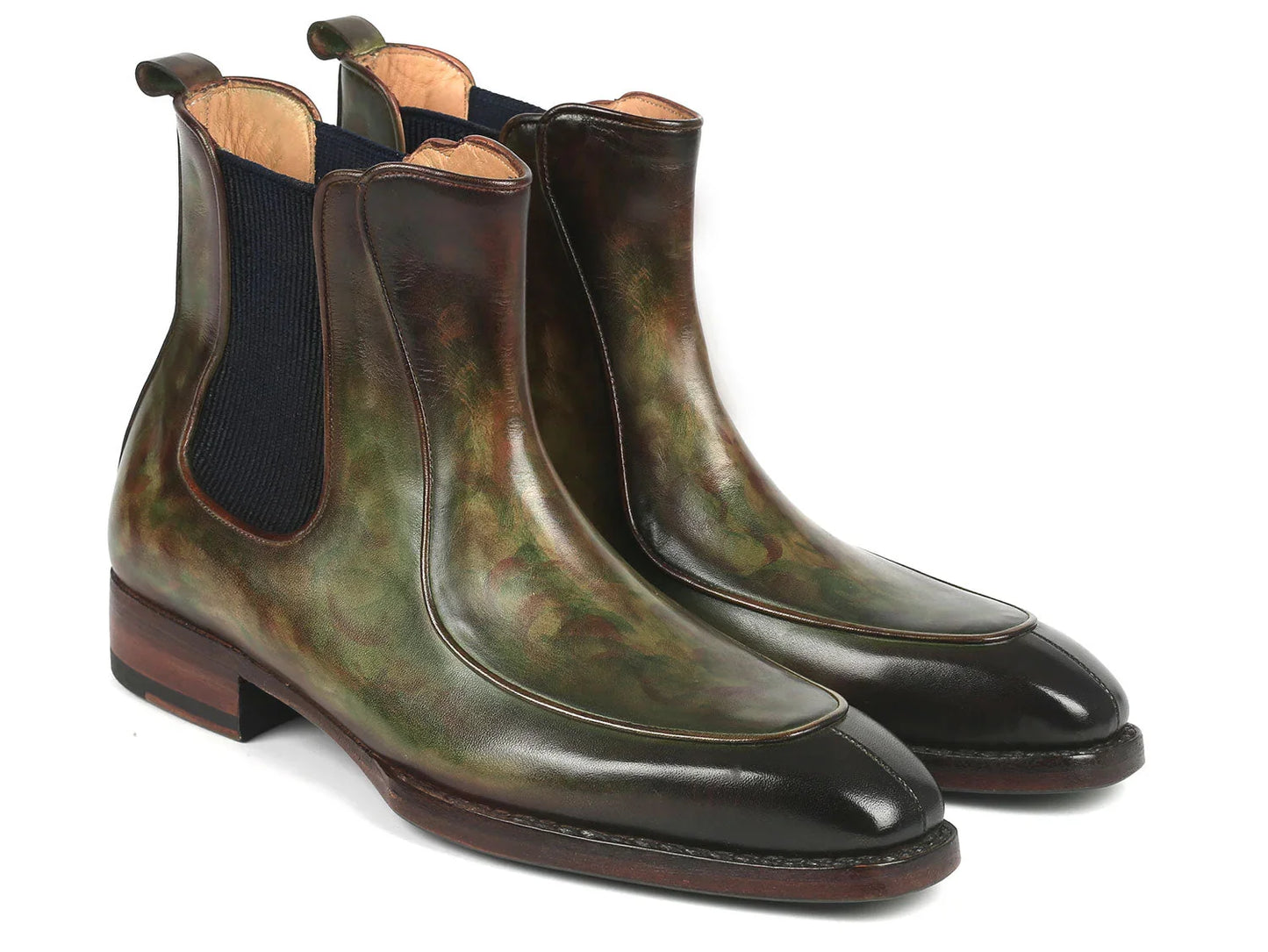 Paul Parkman Men's Green Handpainted Chelsea Boots Goodyear Welted - Which Mark