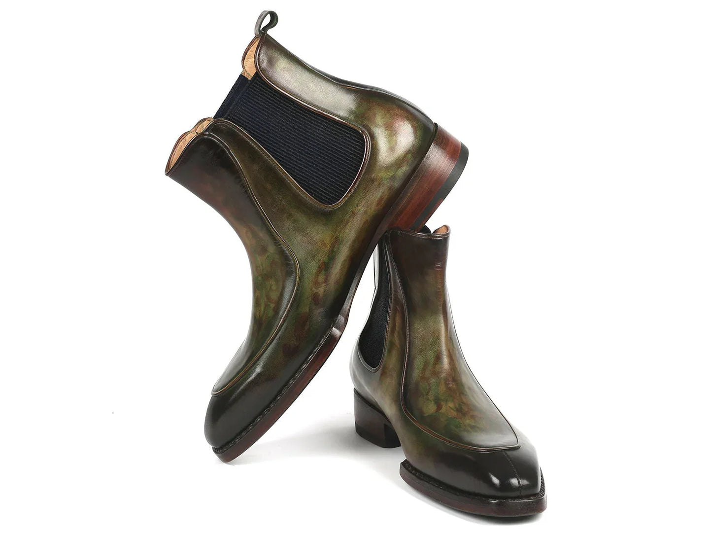 Paul Parkman Men's Green Handpainted Chelsea Boots Goodyear Welted - Which Mark