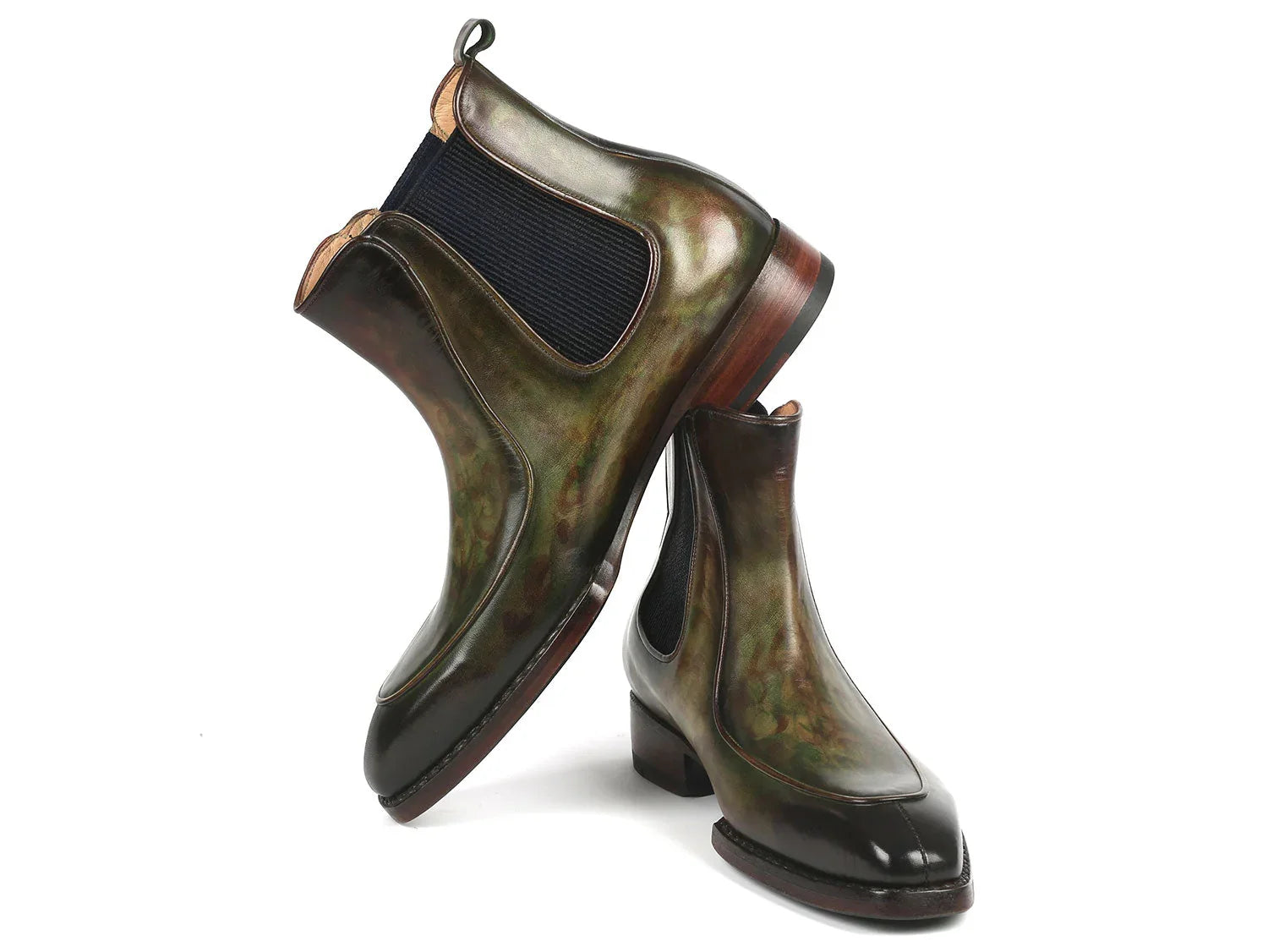 Paul Parkman Men's Green Handpainted Chelsea Boots Goodyear Welted - Which Mark
