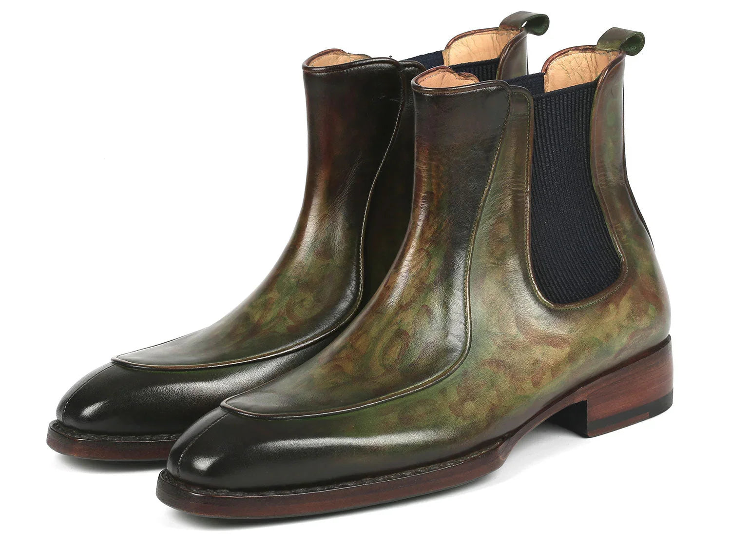 Paul Parkman Men's Green Handpainted Chelsea Boots Goodyear Welted - Which Mark