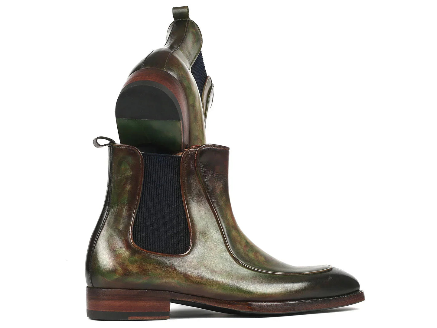 Paul Parkman Men's Green Handpainted Chelsea Boots Goodyear Welted - Which Mark