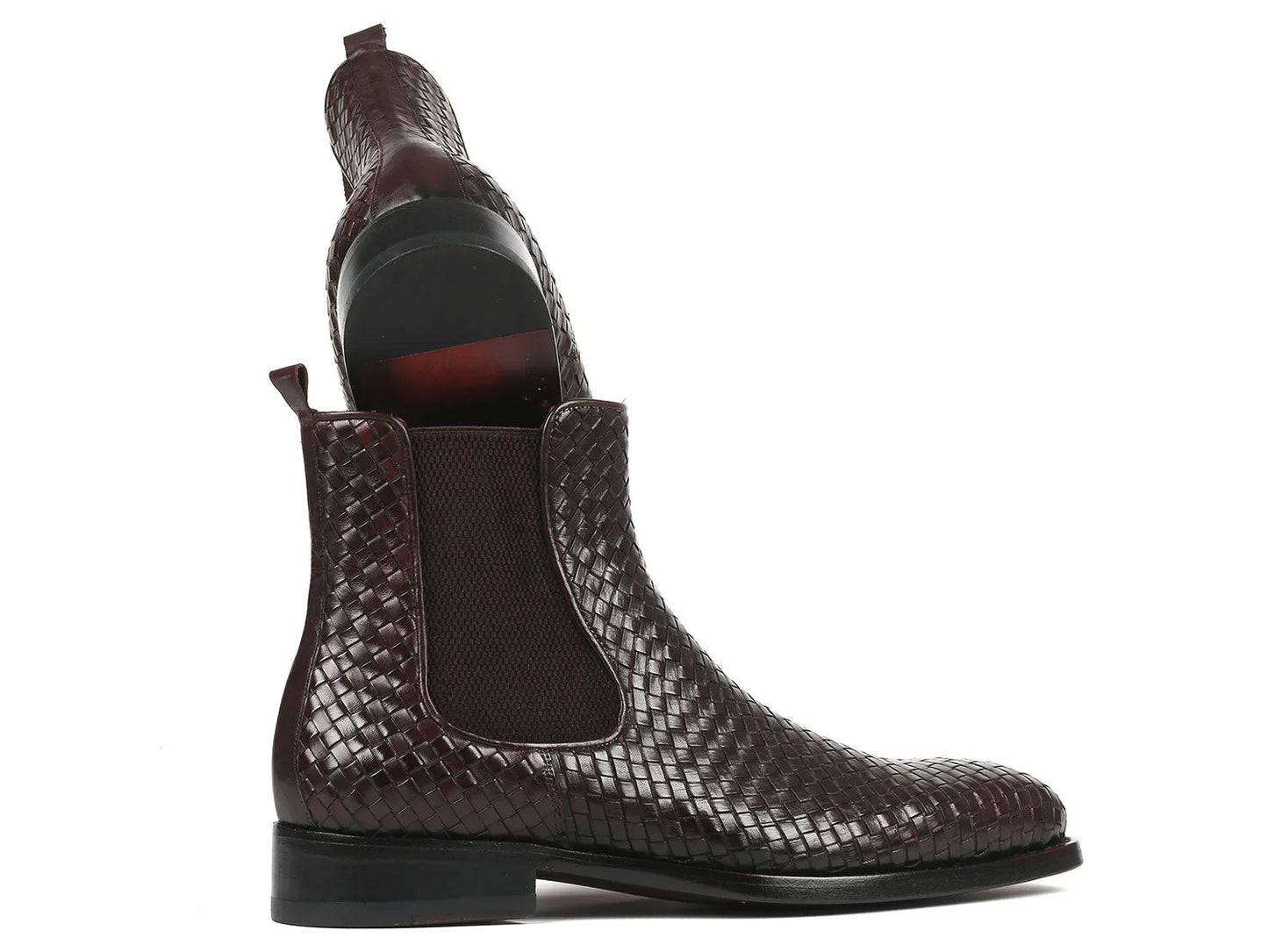 Paul Parkman Chocolate Brown Woven Leather Chelsea Boots - Which Mark