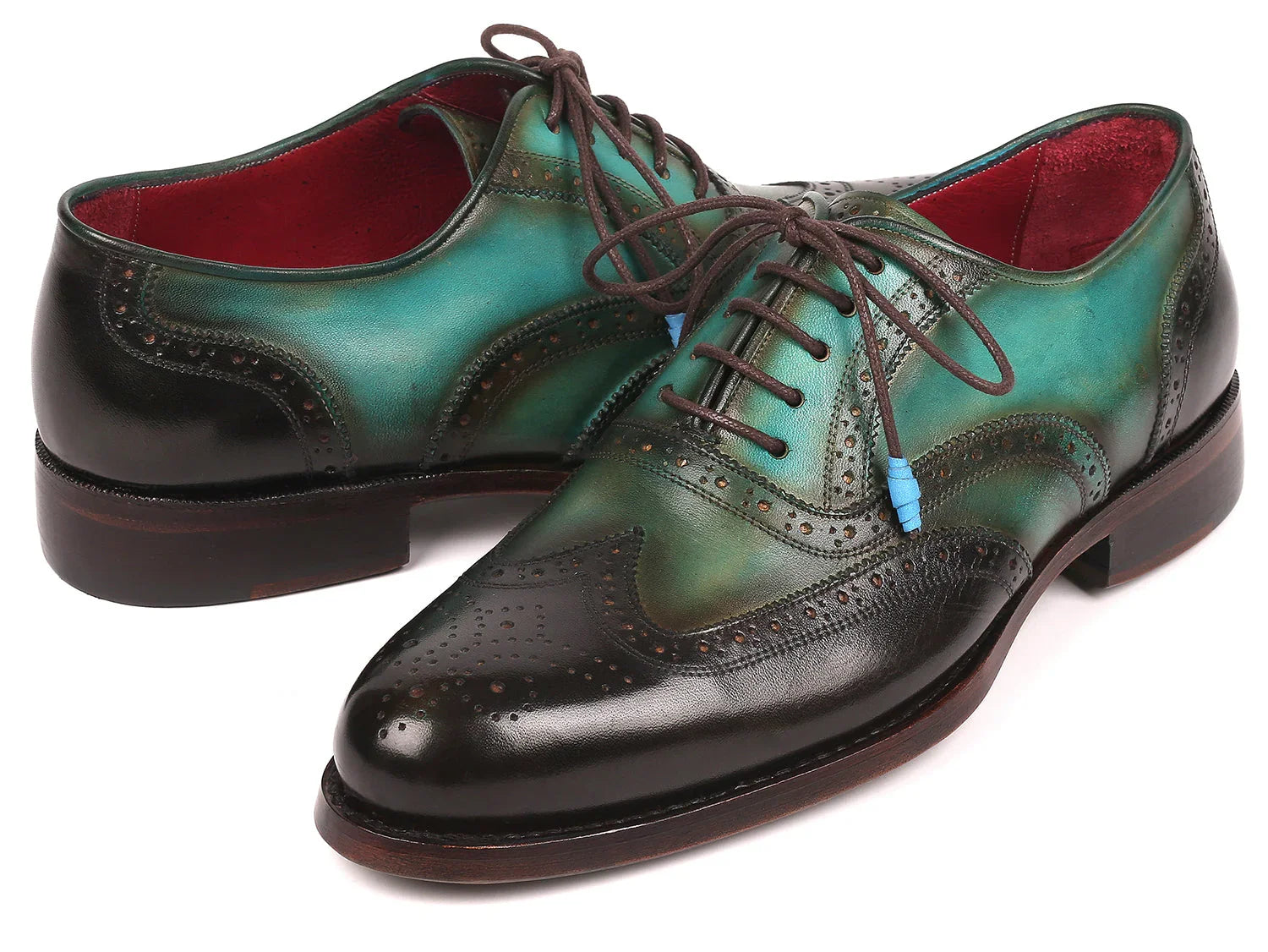 Paul Parkman Brown & Green Wingtip Oxfords Goodyear Welted - Which Mark