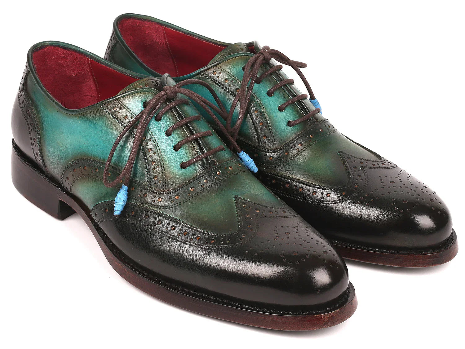Paul Parkman Brown & Green Wingtip Oxfords Goodyear Welted - Which Mark