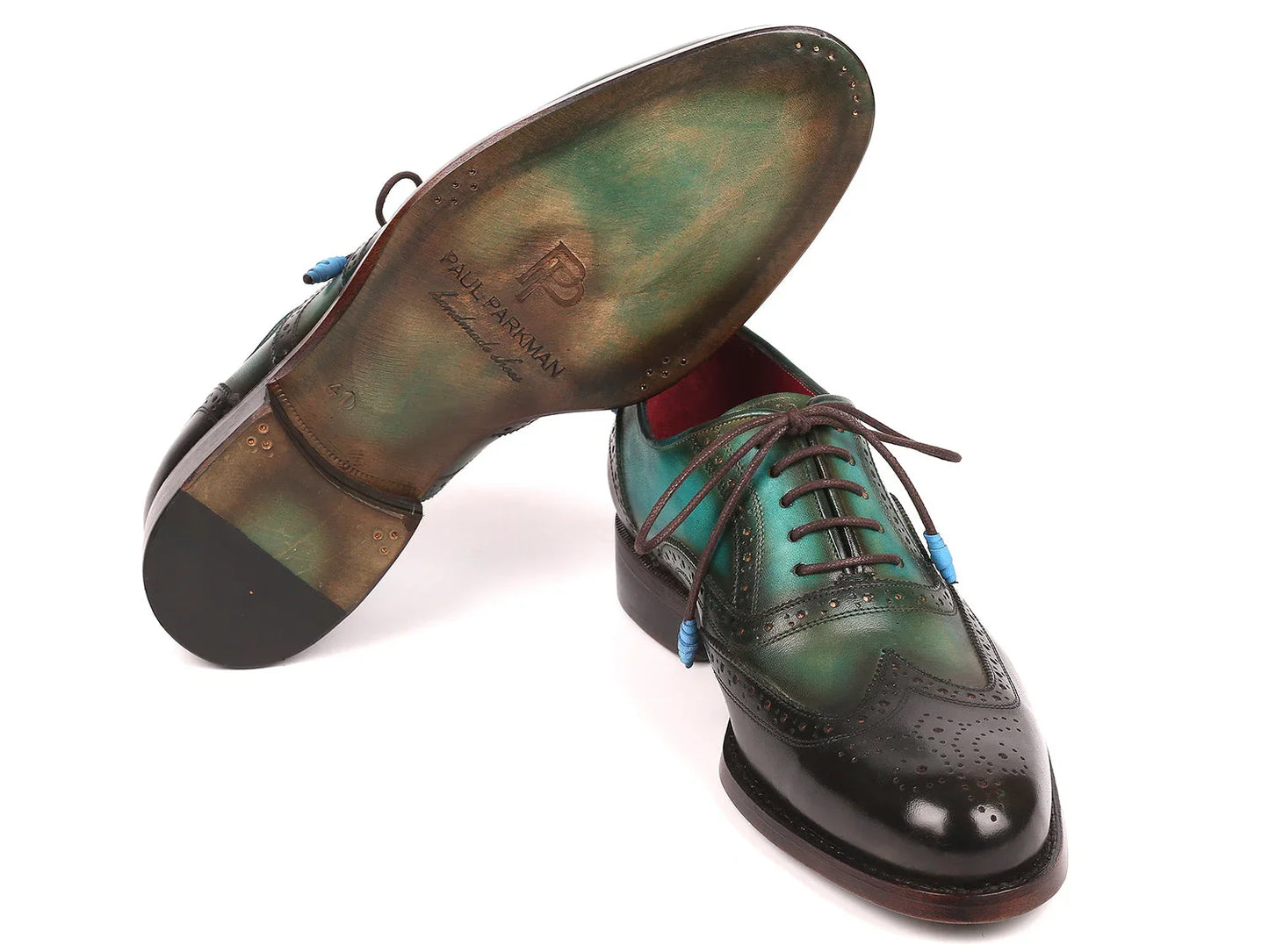 Paul Parkman Brown & Green Wingtip Oxfords Goodyear Welted - Which Mark