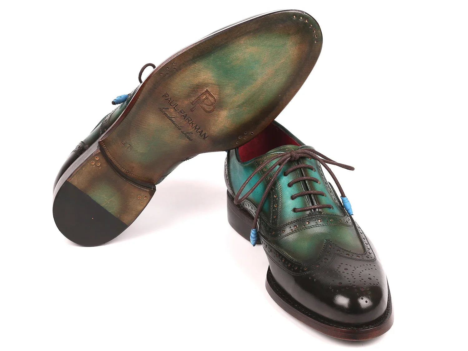 Paul Parkman Brown & Green Wingtip Oxfords Goodyear Welted - Which Mark