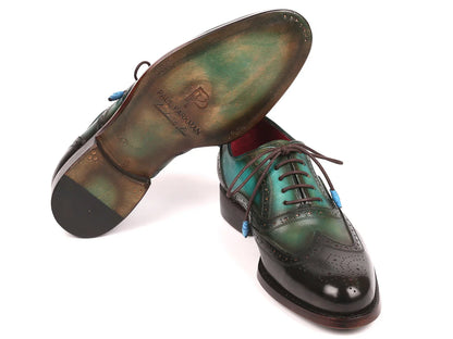 Paul Parkman Brown & Green Wingtip Oxfords Goodyear Welted - Which Mark