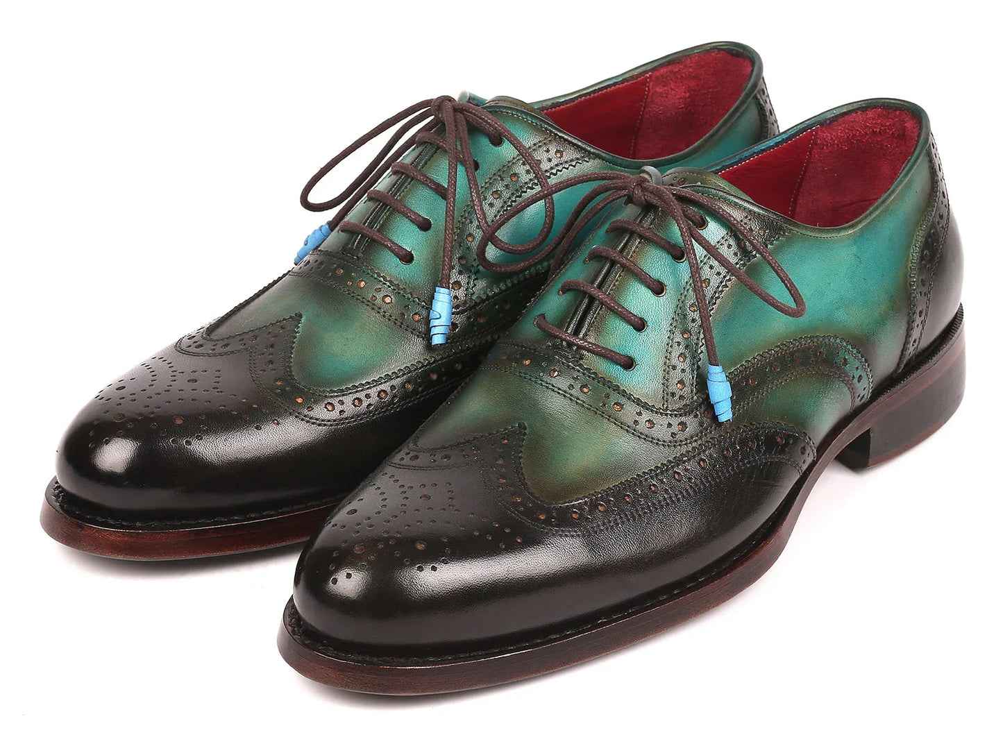 Paul Parkman Brown & Green Wingtip Oxfords Goodyear Welted - Which Mark