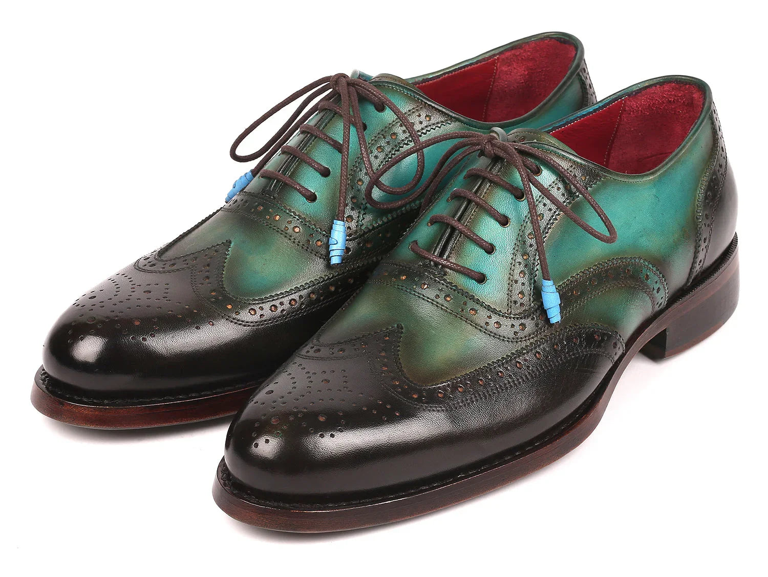Paul Parkman Brown & Green Wingtip Oxfords Goodyear Welted - Which Mark