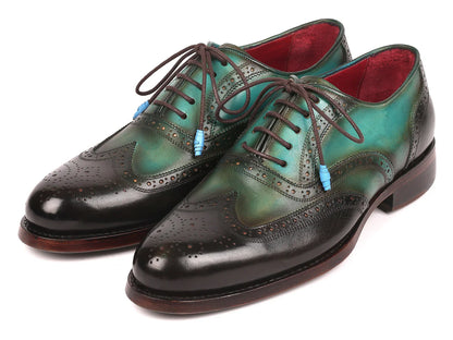 Paul Parkman Brown & Green Wingtip Oxfords Goodyear Welted - Which Mark