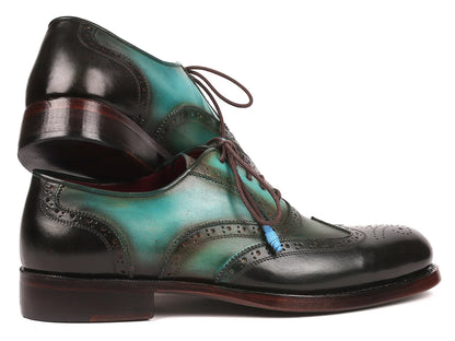 Paul Parkman Brown & Green Wingtip Oxfords Goodyear Welted - Which Mark
