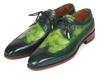 Paul Parkman Men's Green Dual Tone Wingtip Derby Shoes (ID#6931GRN) - Which Mark