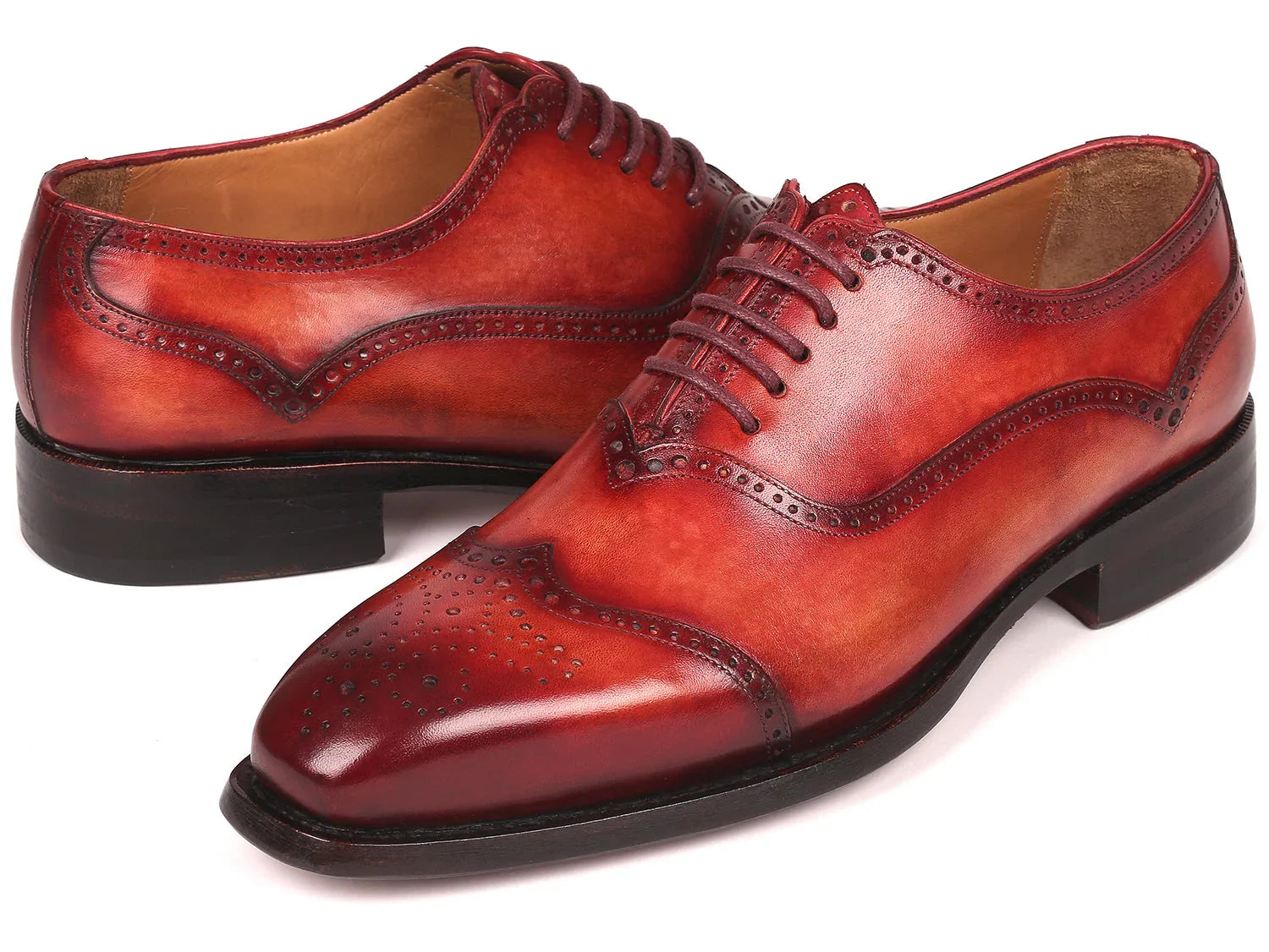 Paul Parkman Men's Goodyear Welted Oxford Shoes Reddish Brown - Which Mark