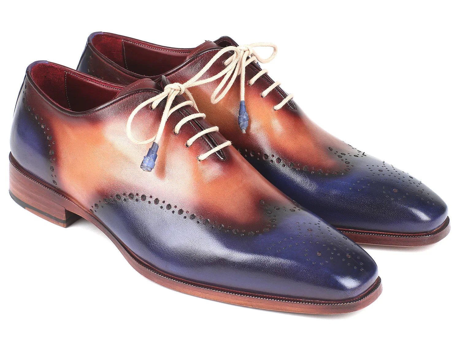 Paul Parkman Blue & Camel Wingtip Oxfords (ID#097BX11) - Which Mark