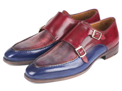 Paul Parkman Blue & Bordeaux Double Monkstraps (ID#SW533YR) - Which Mark