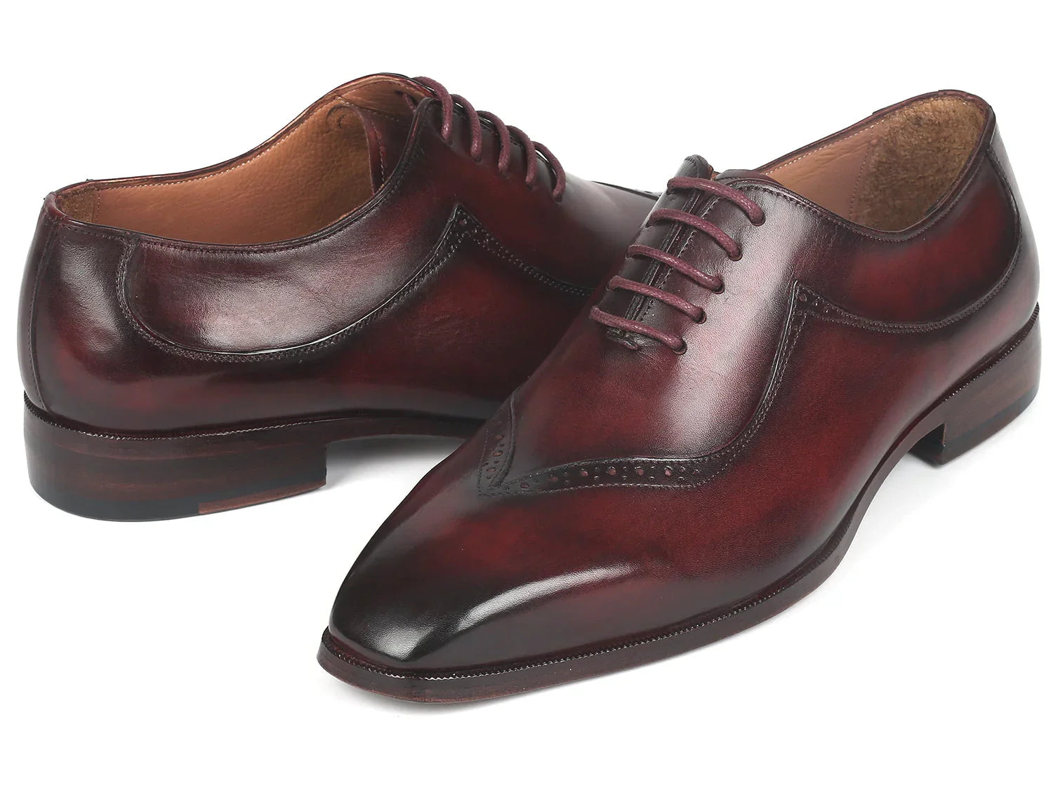 Paul Parkman Dark Bordeaux Hand-Painted Men's Oxfords (ID#35BRD25) - Which Mark