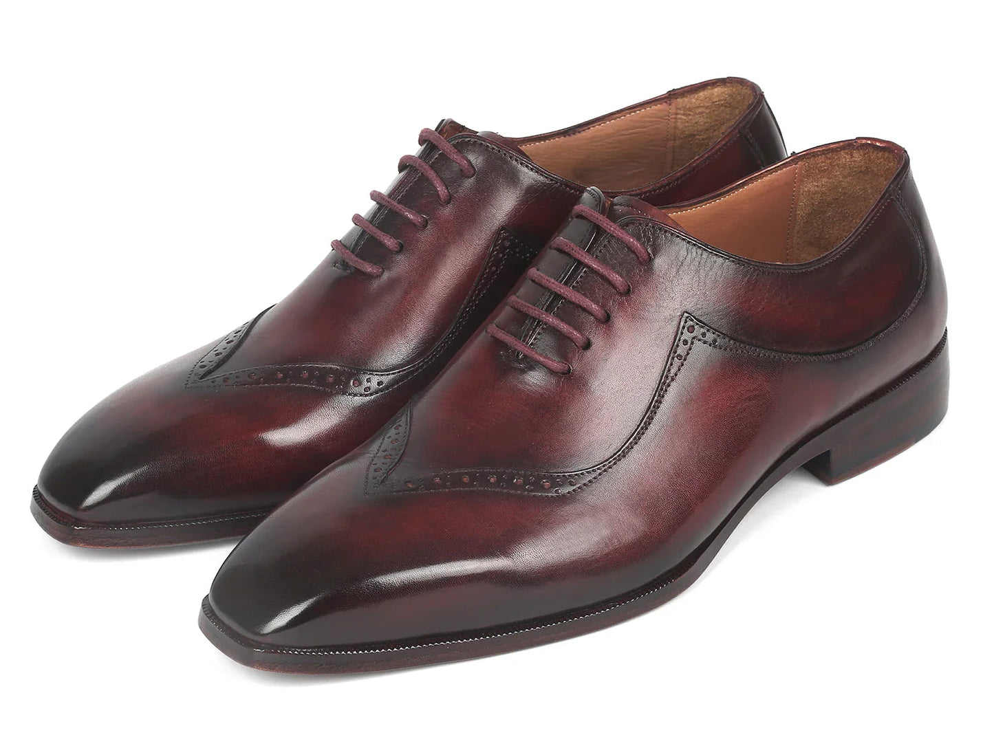 Paul Parkman Dark Bordeaux Hand-Painted Men's Oxfords (ID#35BRD25) - Which Mark
