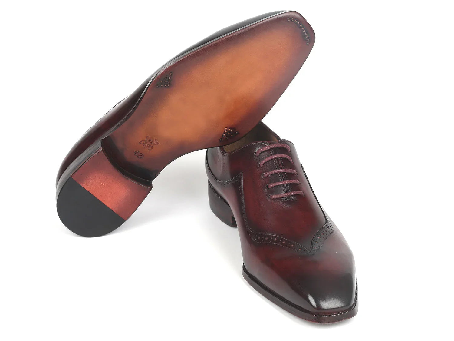 Paul Parkman Dark Bordeaux Hand-Painted Men's Oxfords (ID#35BRD25) - Which Mark