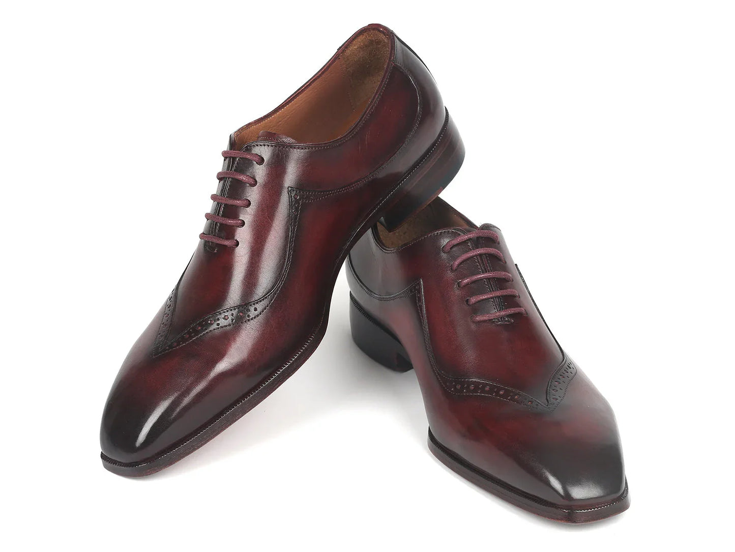 Paul Parkman Dark Bordeaux Hand-Painted Men's Oxfords (ID#35BRD25) - Which Mark