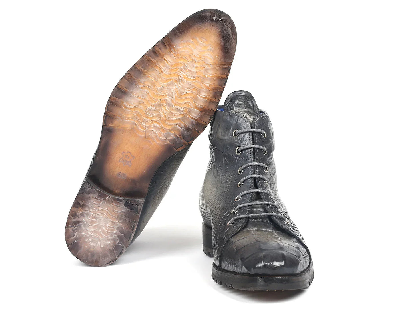 Paul Parkman Men's Gray Croco Embossed Leather Boots (12811-GRY) - Which Mark