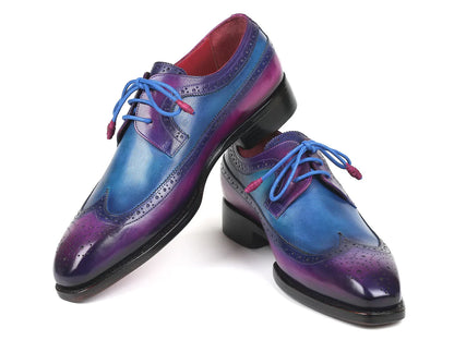 Paul Parkman Goodyear Welted Wingtip Derby Shoes Purple & Blue - Which Mark