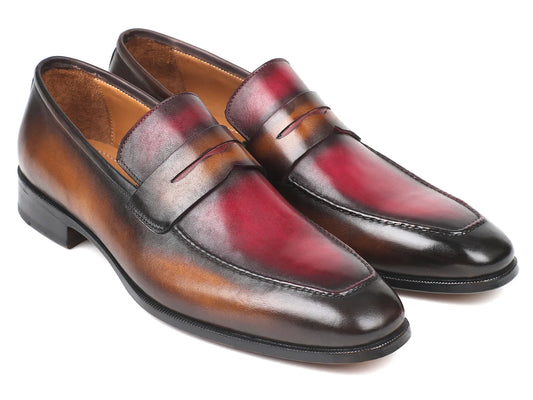 Paul Parkman Brown & Bordeaux Dual Tone Loafers for Men (ID#10BB22) - Which Mark
