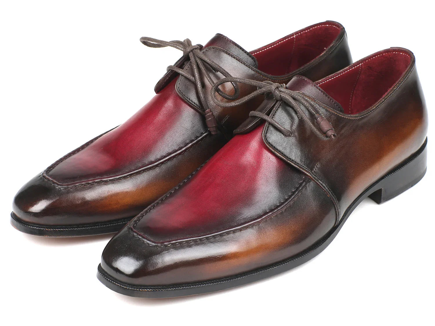 Paul Parkman Brown & Bordeaux Dual Tone Apron Derby Shoes (ID#33BB12) - Which Mark