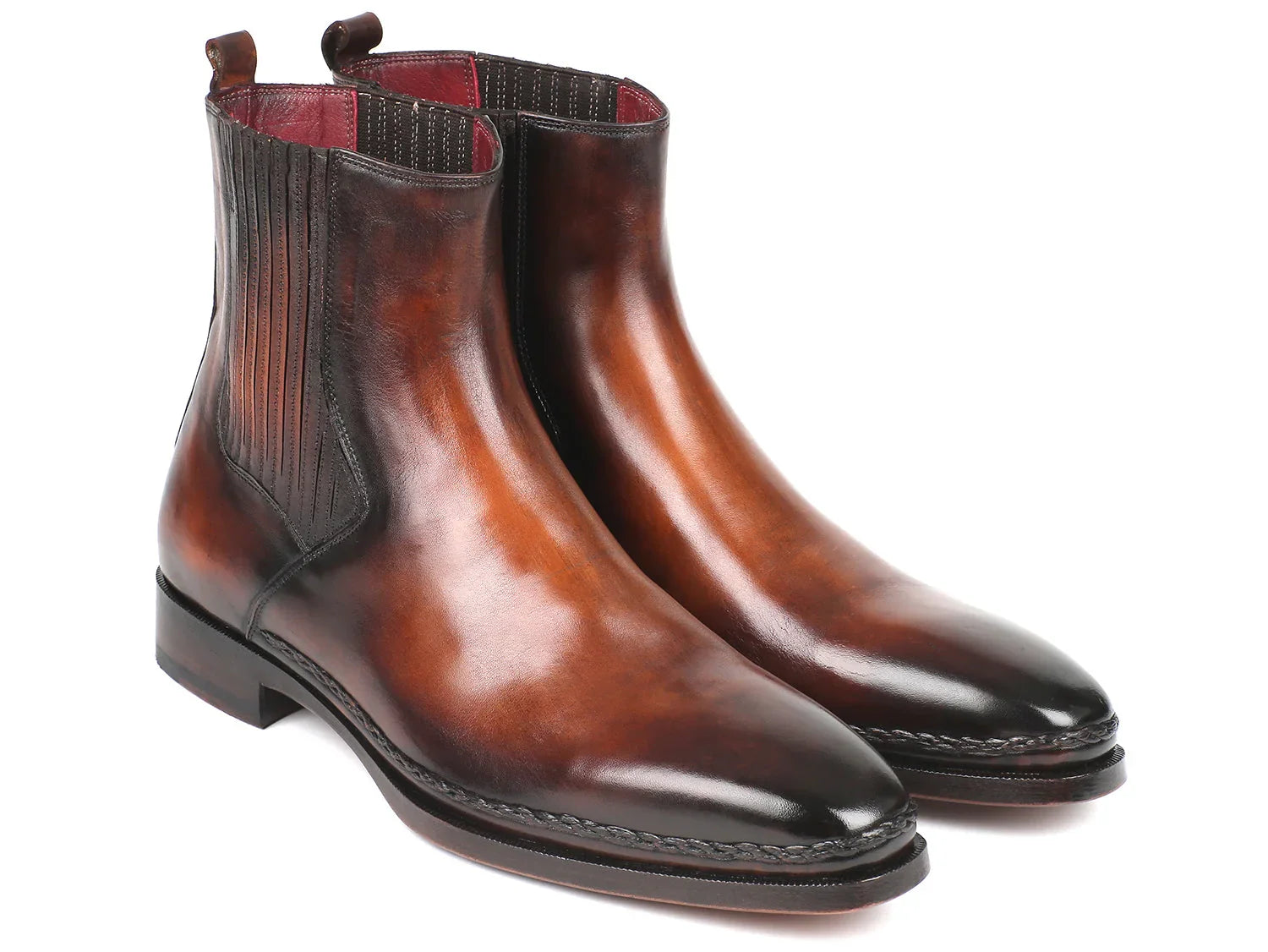Paul Parkman Chelsea Boots Brown Burnished Leather (ID#BT57-BRW) - Which Mark