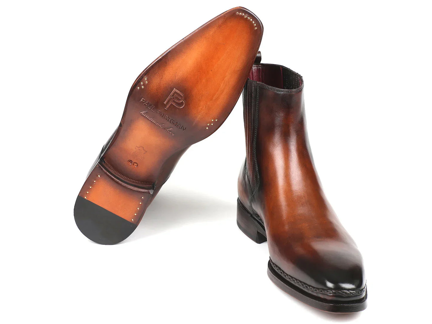Paul Parkman Chelsea Boots Brown Burnished Leather (ID#BT57-BRW) - Which Mark